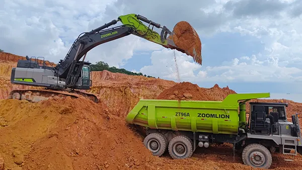 Large Excavator ZE550G and Mining Dump Truck ZT96A at Batam Island, Indonesia
