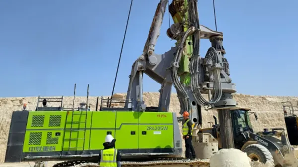 Foundation machinery at the four cities construction project, Saudi Arabia