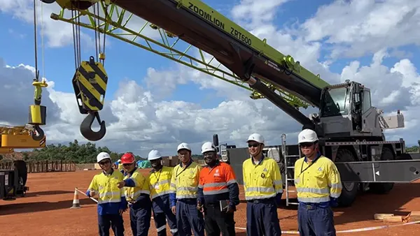 Cranes at the Simandou Iron Ore Mine Construction Project, Africa