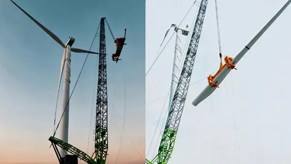 Crawler cranes at a major wind power project in Georgia