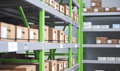 Genuine ZOOMLION parts stored in a parts warehouse